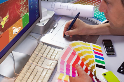 Designer with color palette